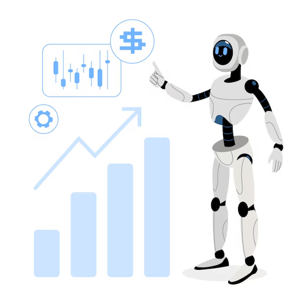 Hand drawn ai investing illustration with show digital growth